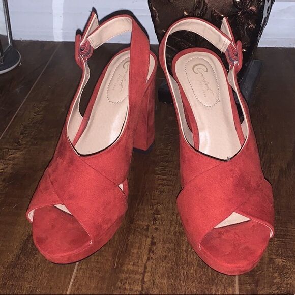 Suede platform heels 8 Wide - Picture 2 of 7